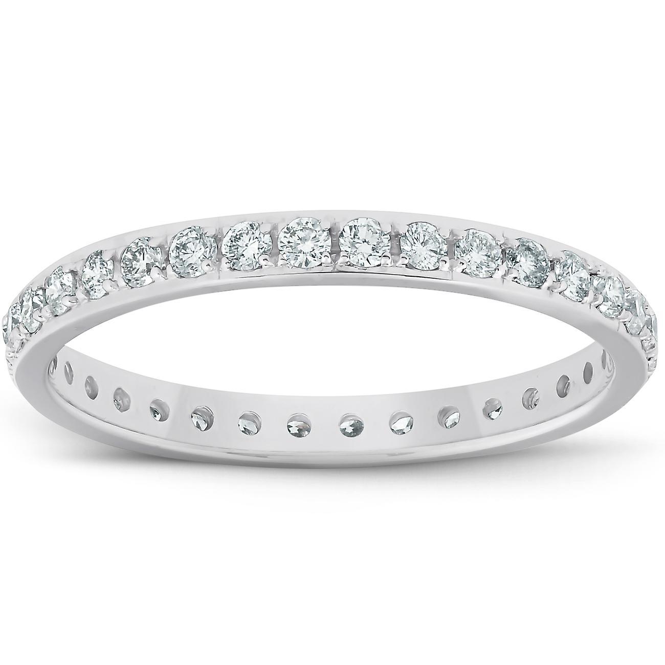 Pompeii3 1/2ct Diamond Wedding Ring Womens Eternity Band 10k White Gold 6.5