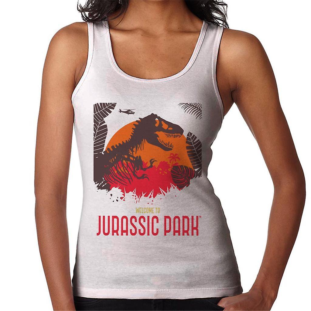 Jurassic Park Welcome To Jurassic Park T Rex Silhouette Women's Vest White XX-Large