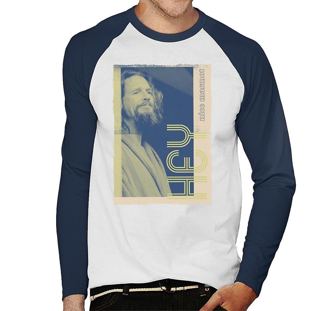 The Big Lebowski The Dude Hey Nice Marmot Nostalgia Men's Baseball Long Sleeved T-Shirt White/Navy Medium