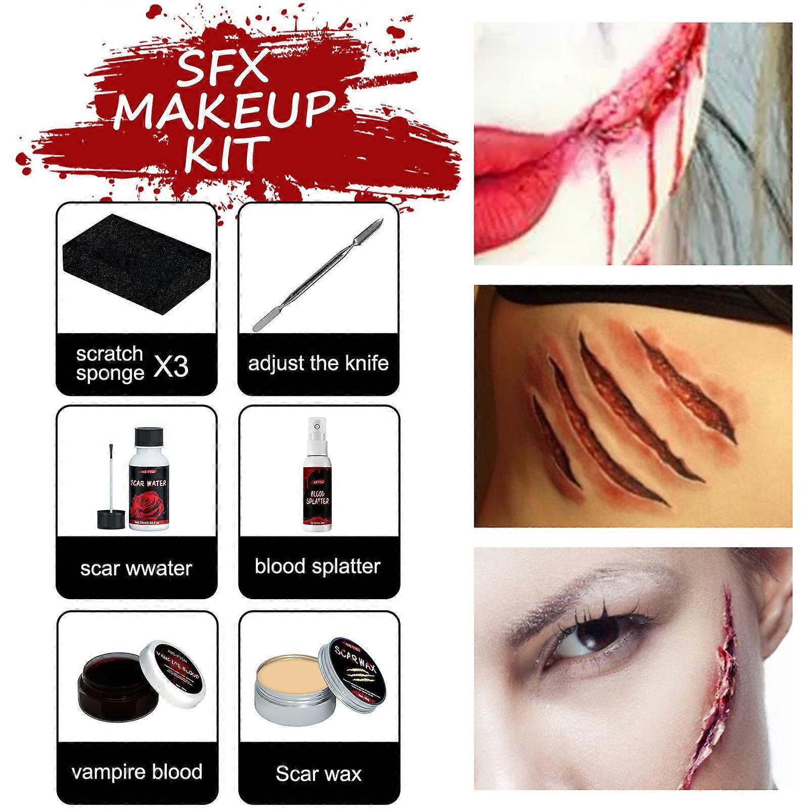 Flye Halloween Makeup Kit Skin Wax Plasma Scar Cosmetic Painting Halloween Horror Makeup Dress Up Suit A