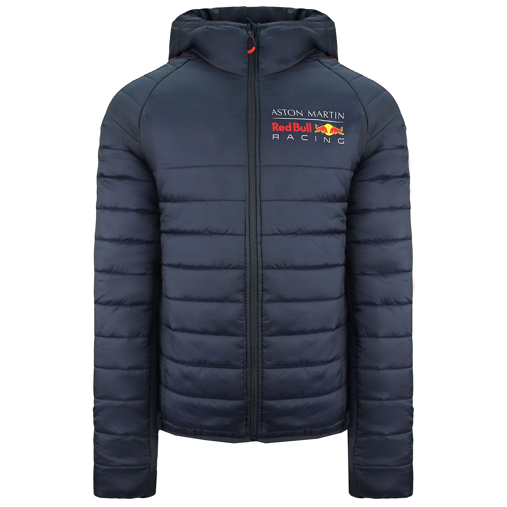 Aston Martin Red Bull Racing F1 Mens Padded Hooded Winter Jacket Blue XS