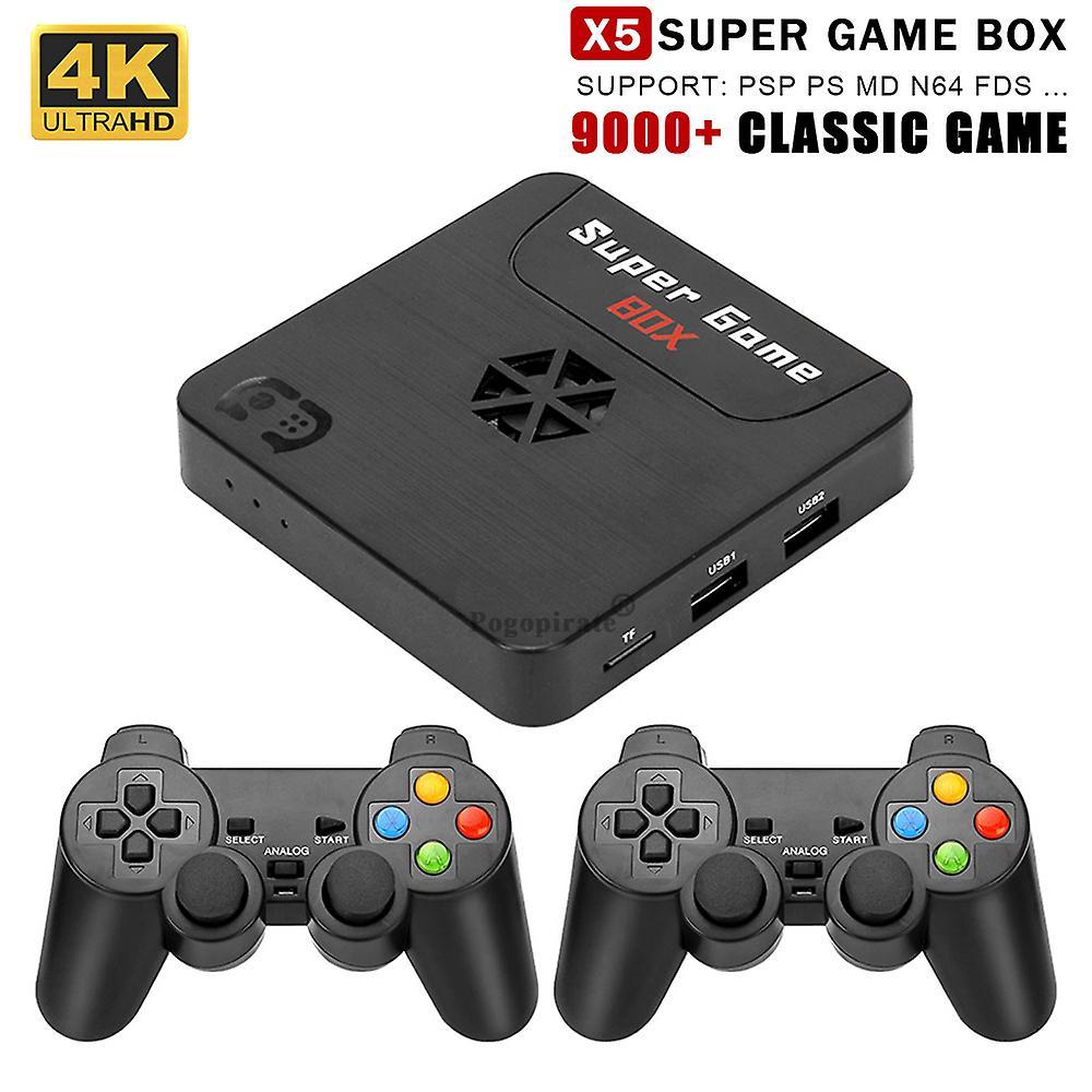 Unbrand X5 Super Console 4k Wifi Game Box With 2 Wireless Controller Player 9000+ Classic Retro Video Games 3d Hd Tv Box For Psp N64 AU Plug 32GB