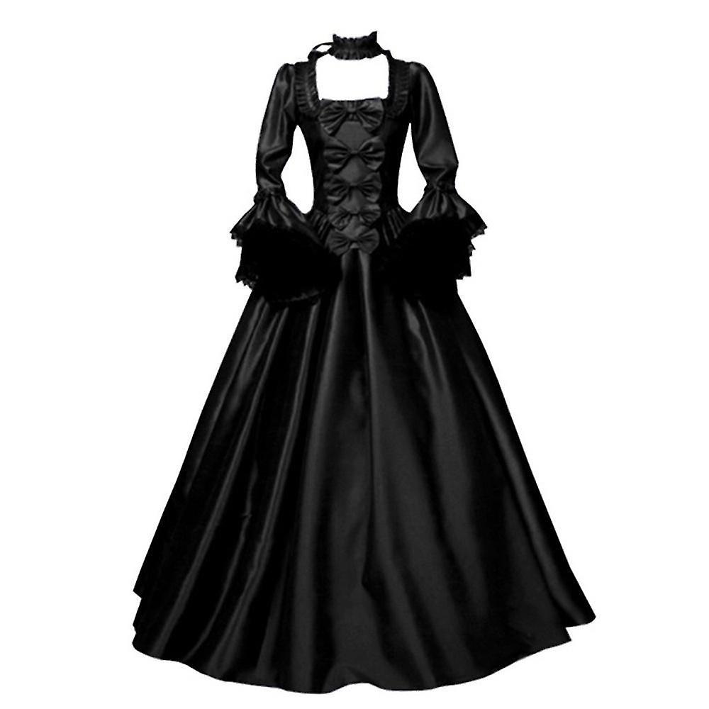 Medieval Palace Court Princess Dress Elegant Ball Gown Renaissance Halloween Fancy Dress Carnival Costume Whbyv Black XL