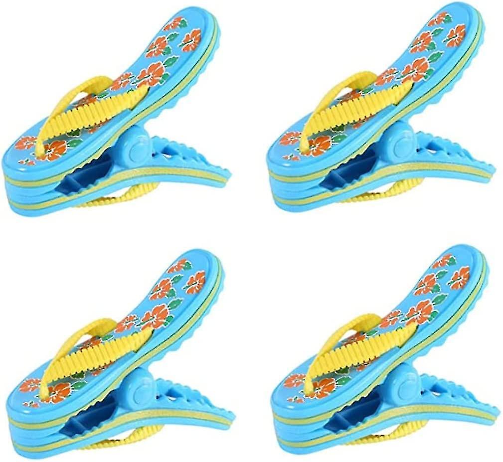 Tianzun Slipper Shaped Beach Towel Clips Large Laundry Pegs Cute Plastic Sunbed Beach Pegs Pool Accessories 4pcs/set