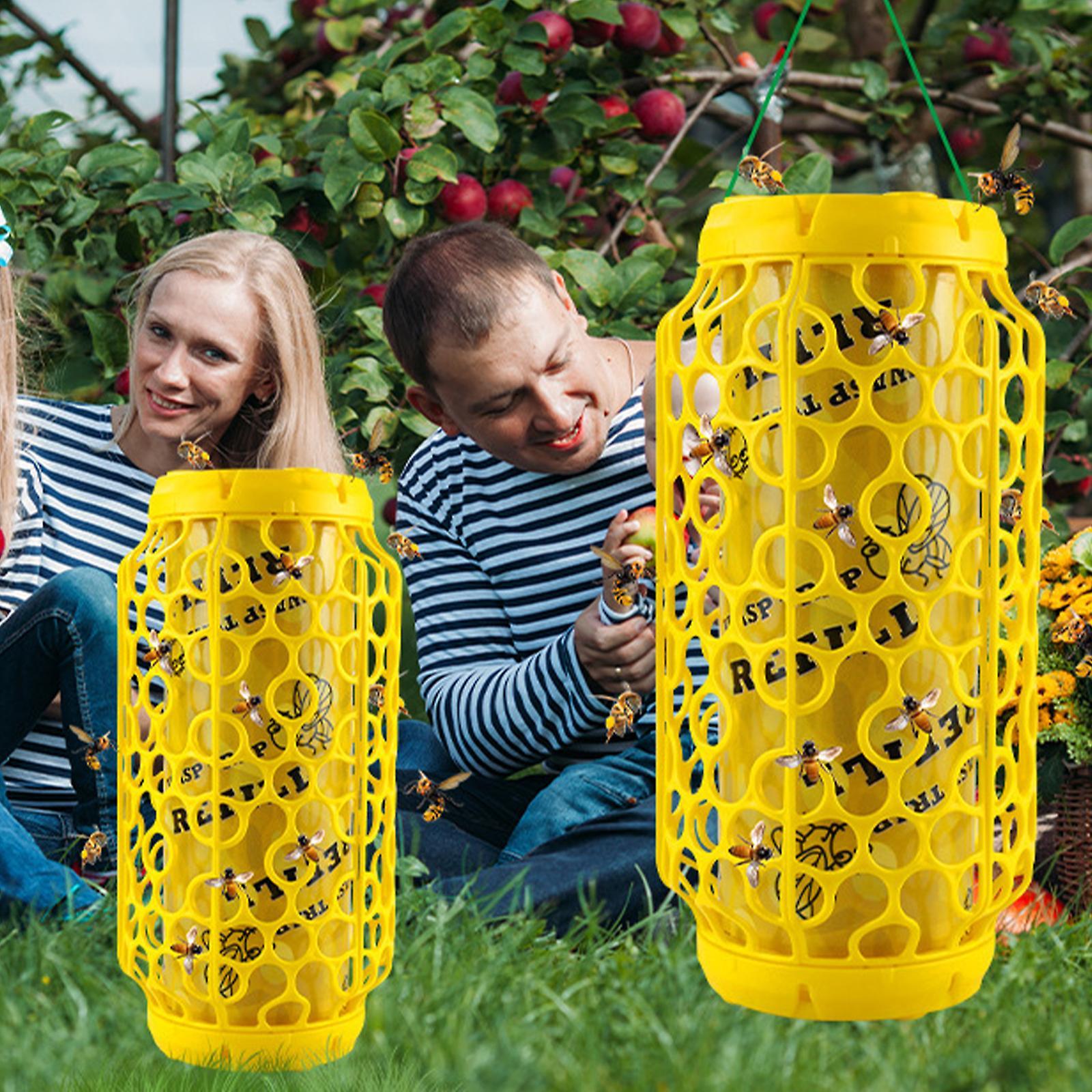 Frusde 2pcs Wasp Trap Outdoor Hanging, Insect Catcher for Wasps and Carpenter Bees, Bee Killer Sticky Bug Boards, Yellow Jacket Trap, Non-Toxic Reu...