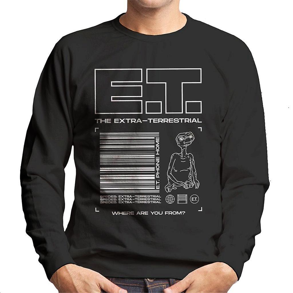 E.T. E.T. The Extra Terrestrial Where Are You From Men's Sweatshirt Black Medium