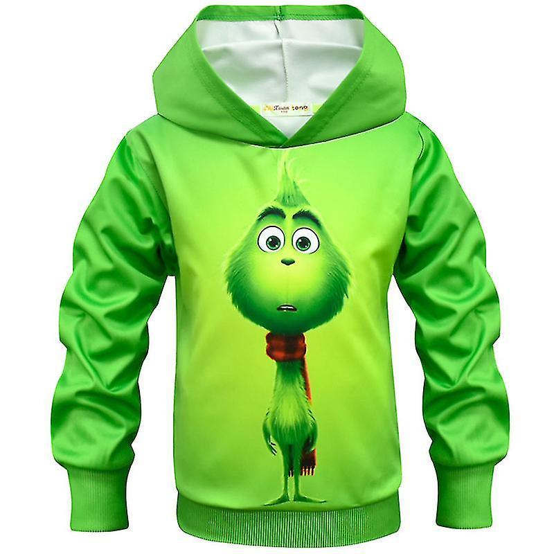 Waytogo Kids Boy Cartoon The Grinch Hoodie Pullover Hooded Sweatshirt Top Green 11-12 Years