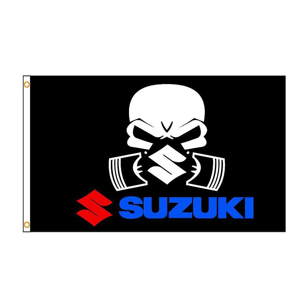 Dinoply 3x5ft Suzuki Motorcycle Rider Biker Skull Flag Decorative Banner 90x150cm Antheaan 120 x 180cm