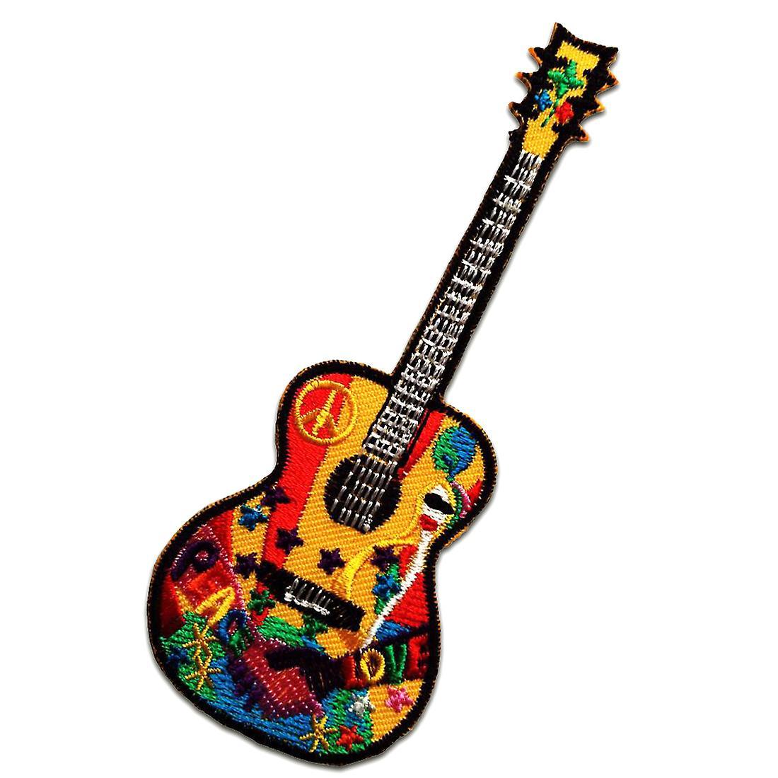 Catch the Patch Patch / Iron-on Patch - Guitar Peace Peace Hippie - Colorful - 5 x 12.8 cm - Patch