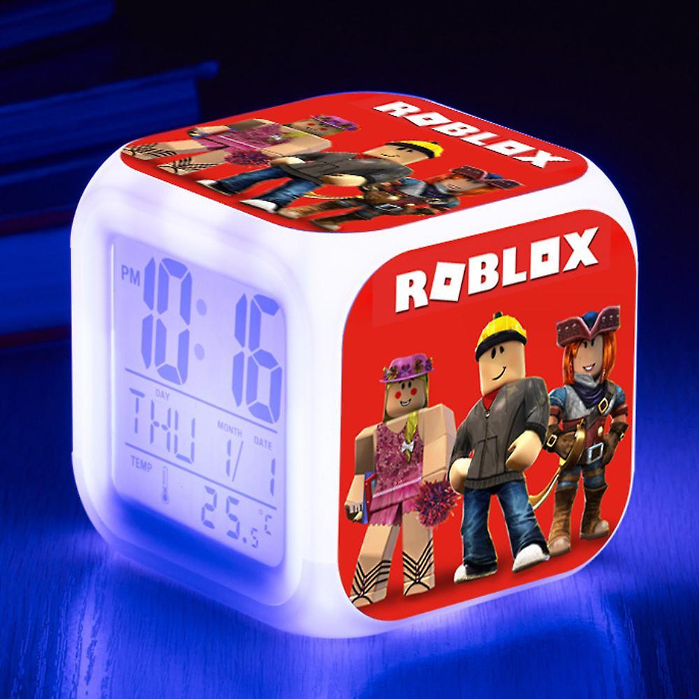 Vicbuy Roblox Print Digital Alarm Clock Game Night Light Led Display Bedside 7 Color Changing Clock Home Decor Kids Gifts C