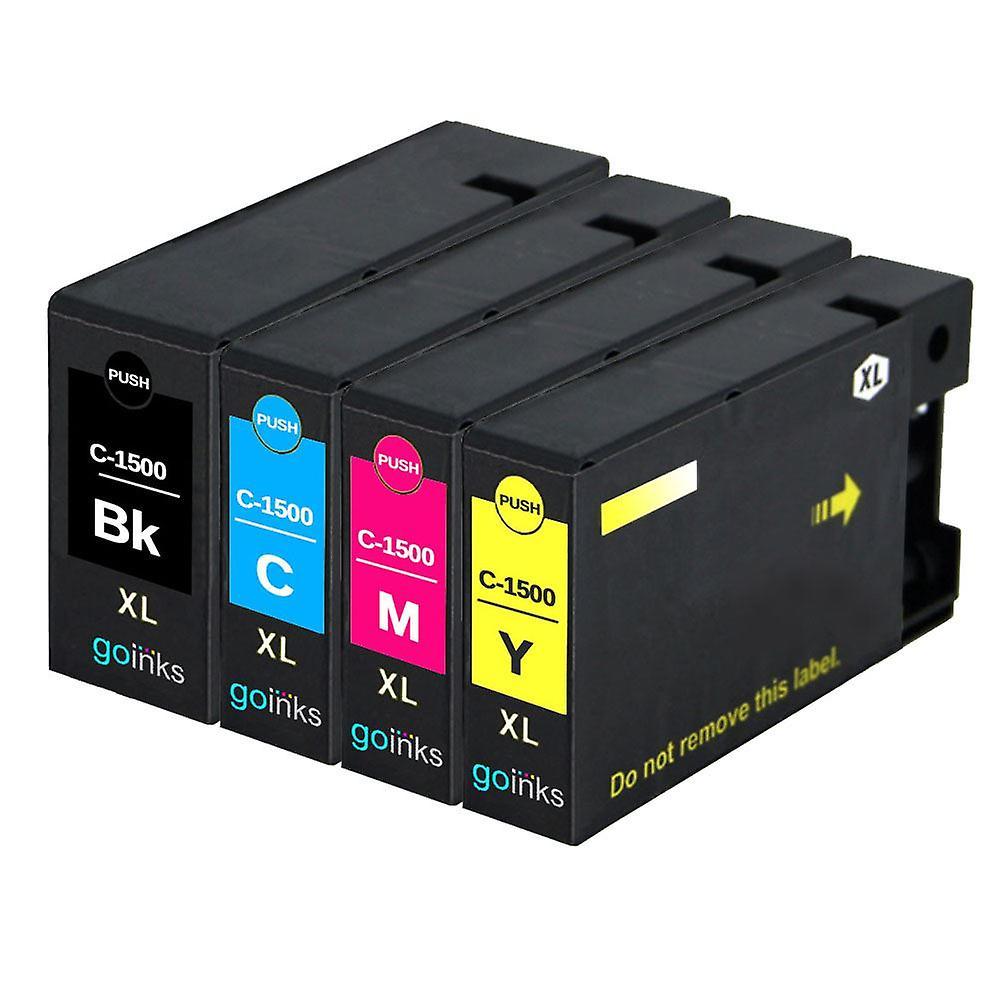 1 Set of 4 Ink Cartridges to replace Canon PGI-1500XL Compatible/non-OEM from Go Inks (4 Inks) Black/Cyan/Magenta