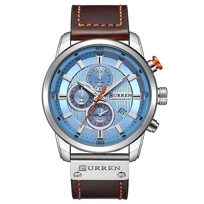 Curren Men's Watch with Leather Strap - Anologian Luxury Quartz Movement for Men - Stainless Steel - Brown-Silver