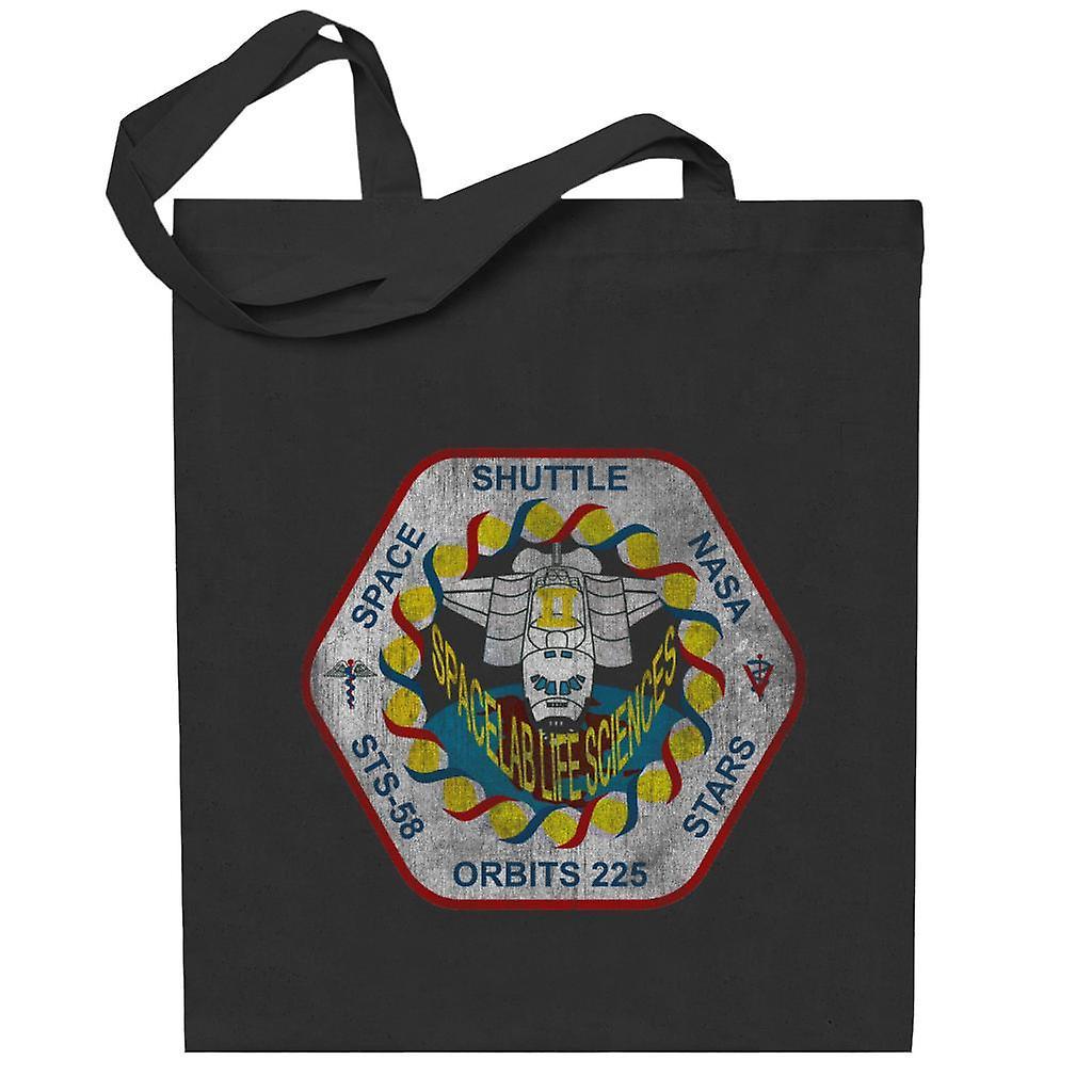 NASA STS 58 Columbia Mission Badge Distressed Totebag Black 38 x 42 cm