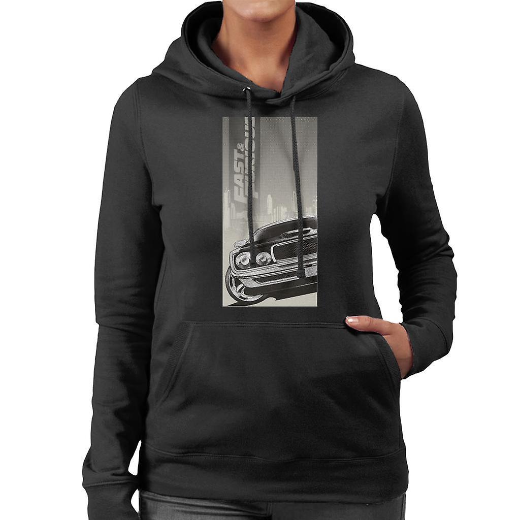 Fast & Furious Fast and Furious Dodge Charger City Backdrop Women's Hooded Sweatshirt Black XX-Large