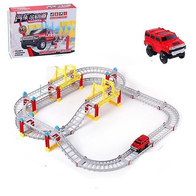 Slowmoose Railway Magical Glowing Flexible Track, Car 75Pcs Set