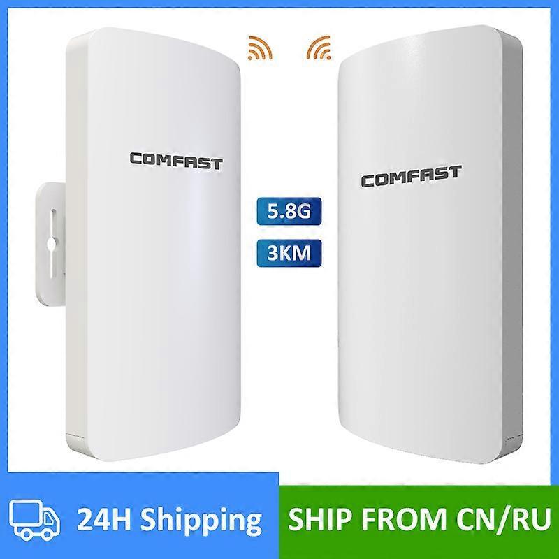 Redkid 2Pcs Wireless WiFi Bridge 3KM Long  range 11dBi High-Gain Antenna Outdoor CPE Kit 5.8Ghz 300Mbps Access Point AP Client Router CF-E113A EU plug