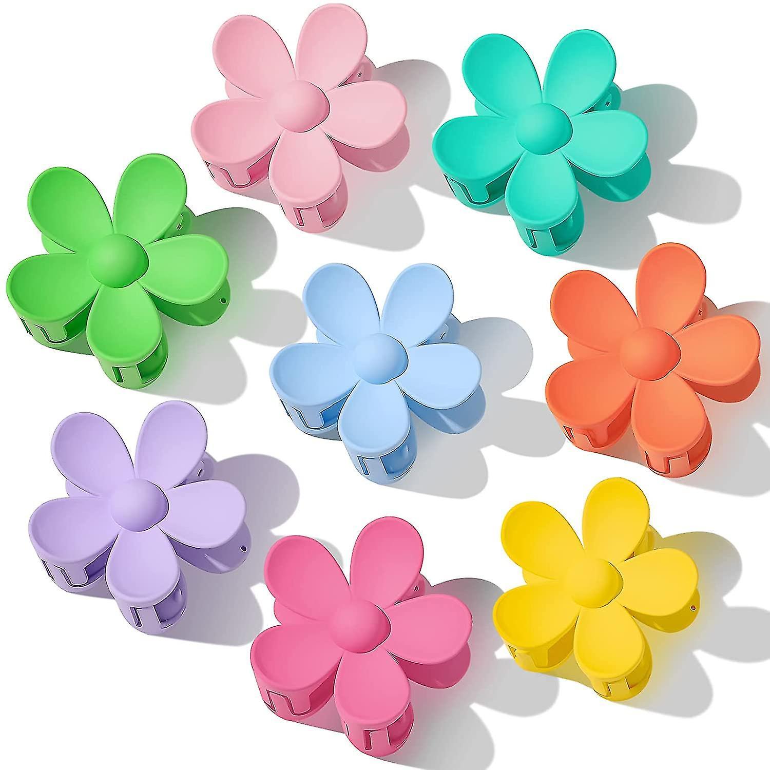 Numb Hair Clips 8-pack Flower Hair Clips - Large Cute Clips For Women's Thick Hair, Large Hair Clips For Women's Thin Hair 8 Colors pink/rose/red