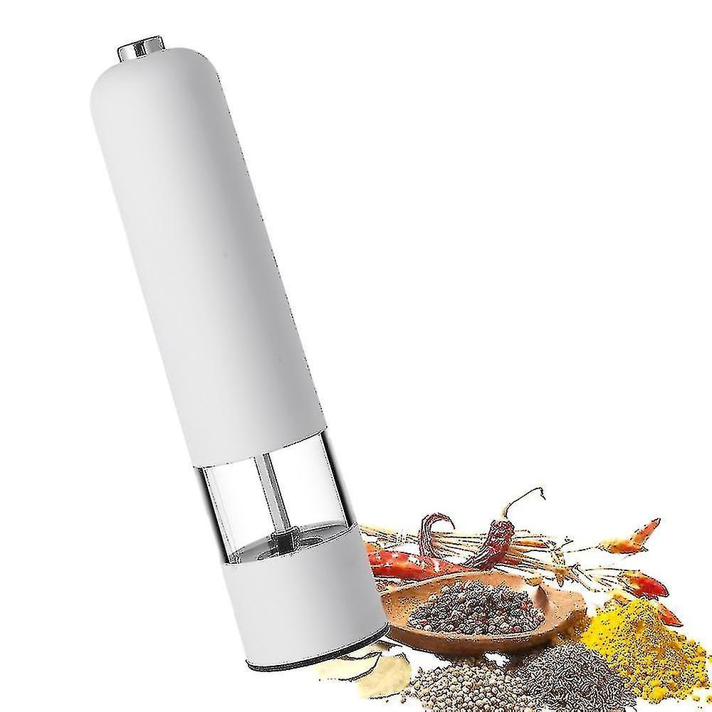 Tianzun Electric Salt And Pepper Grinder - Automatic, Refillable, Battery Operated Stainless Steel Spice Mills With Light White