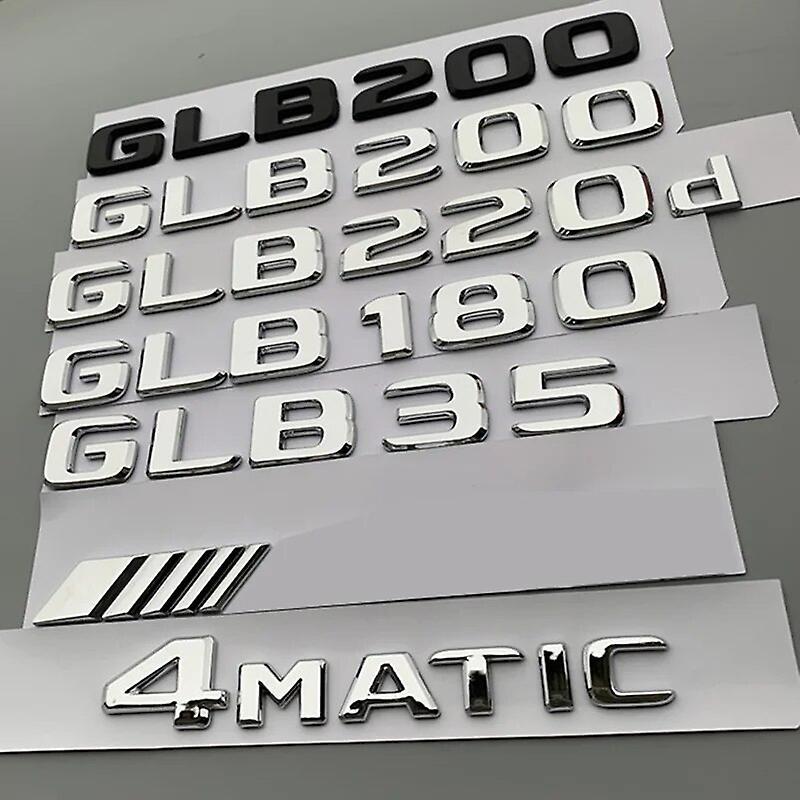 Hikig 3d Abs Chrome Letters For Car Trunk Emblem Badge Logo Sticker Mercedes Glb200 Glb35 Glb220 Glb250 Amg X247 Lettering Accessories 4MATIC Gloss...