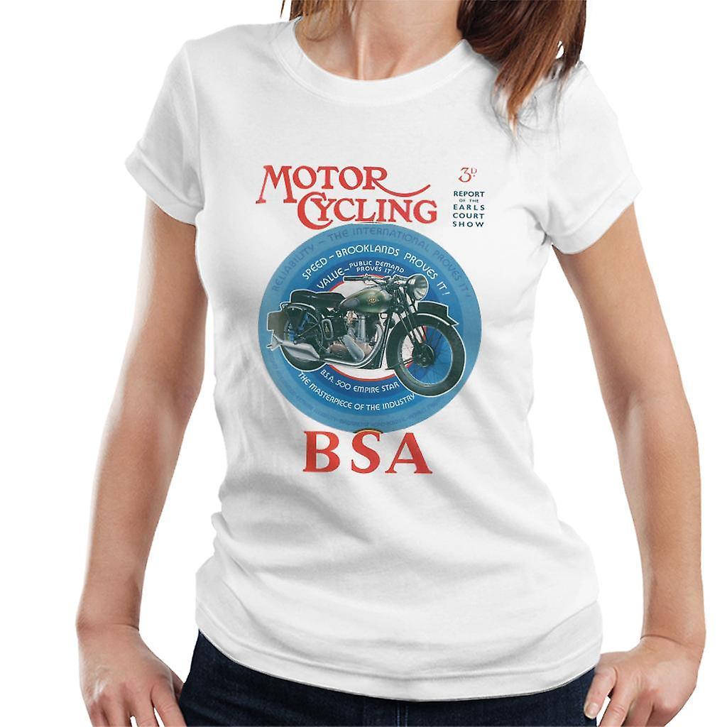 BSA Motor Cycling Empire Star Women's T-Shirt White Medium