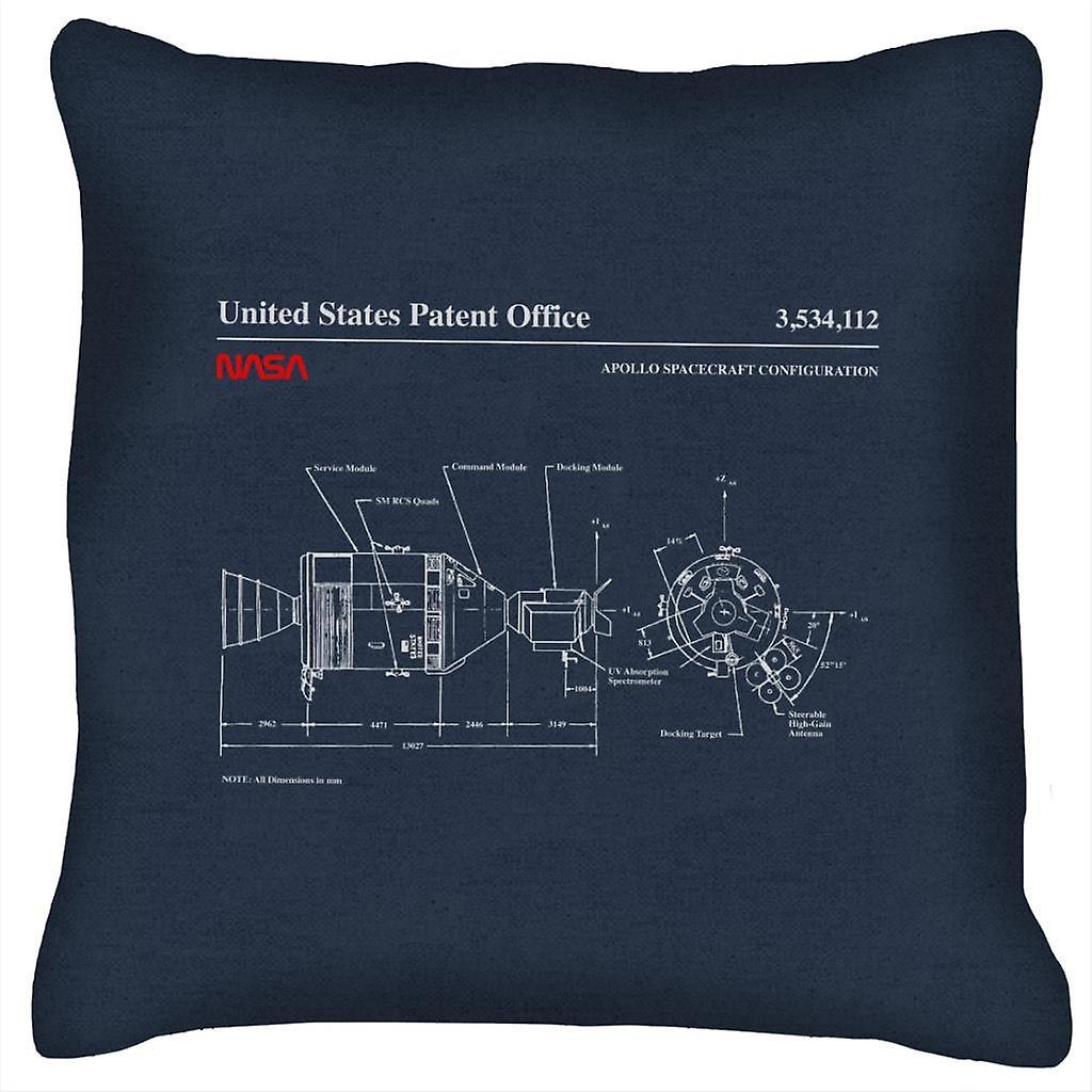 NASA Apollo Spacecraft Blueprint Cushion Navy Blue 40 x 40cm