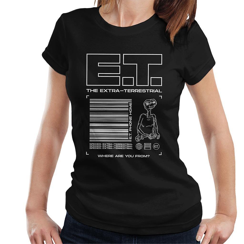 E.T. E.T. The Extra Terrestrial Where Are You From Women's T-Shirt Black Large