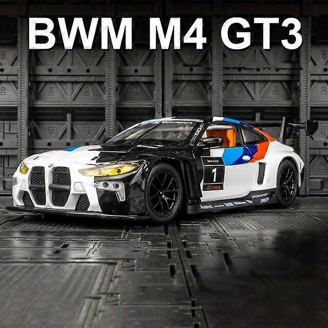 Redkid 1:24 BMW M4 GT3 Alloy Sports Car Model Diecasts Metal Track Racing Car Model Simulation Sound and Light Collection kids Toy Gift M4 GT3 White