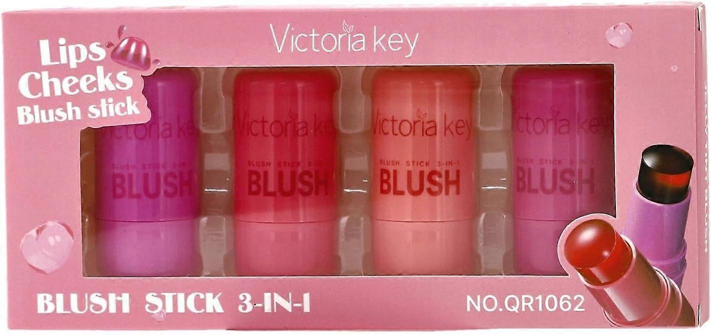 Unbrand 4 PCS Milk Jelly Blush Stick, Jelly Tint Lip Stain, Water Jelly Tint Stick, Cheek Tint Milk Blush Jelly, Milk Jelly Tint Lip, Water Tint Cr..