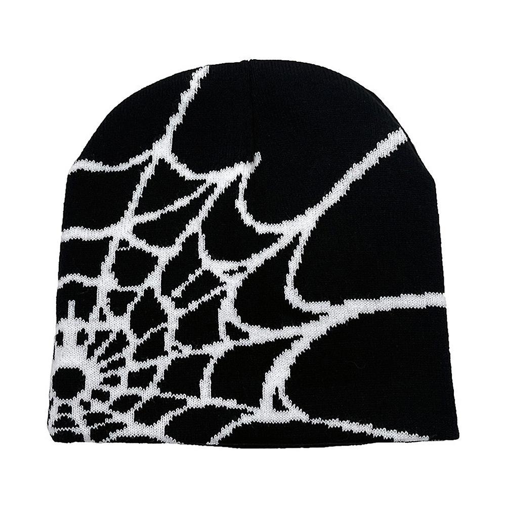 Ochime Spider Web Beanies Hat For Men Women Unisex Winter Cuffed Hat Soft Warm Knitted Beanies Cap Black