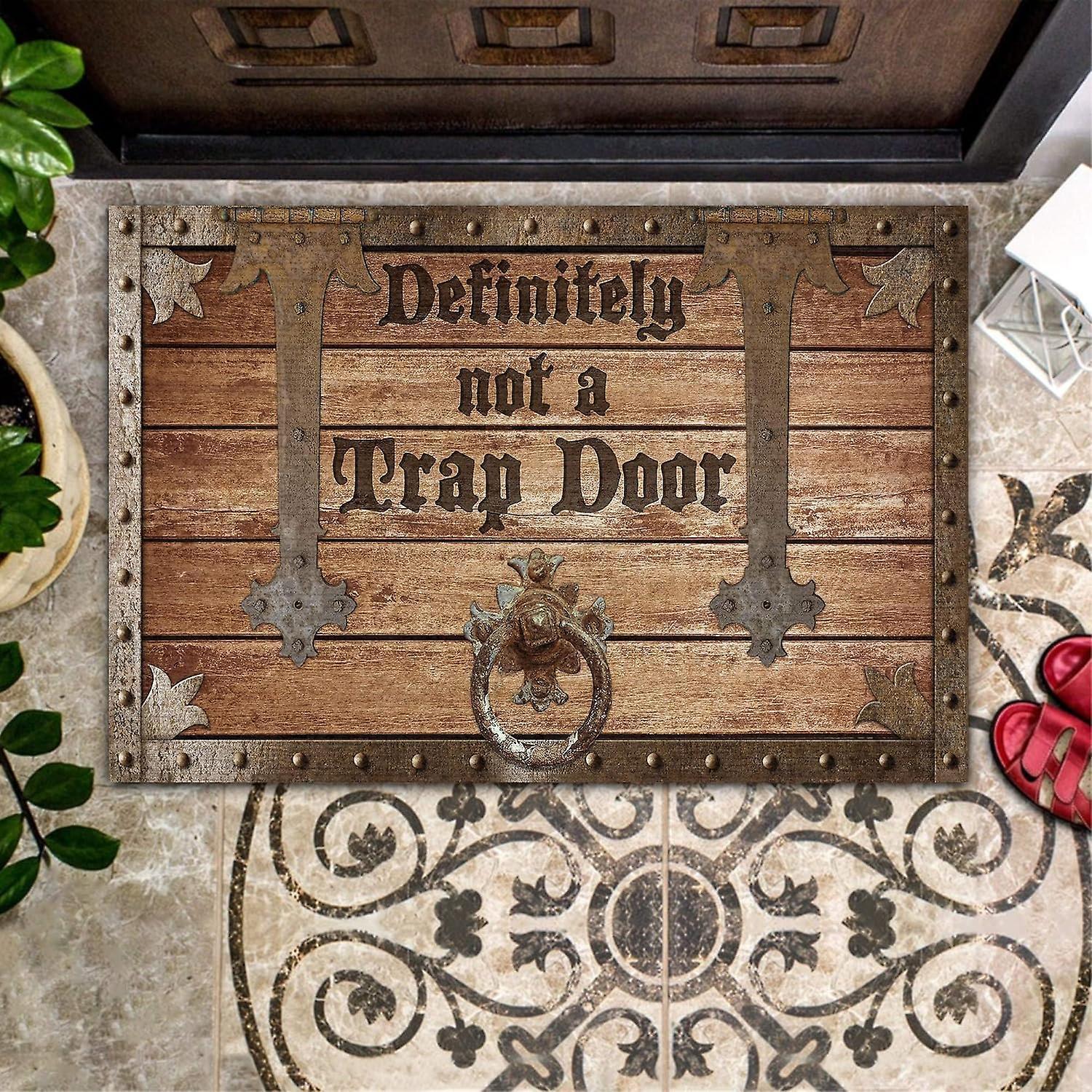 Syzyql Funny "definitely Not A Trap" Doormat - Indoor & Outdoor Welcome Mat