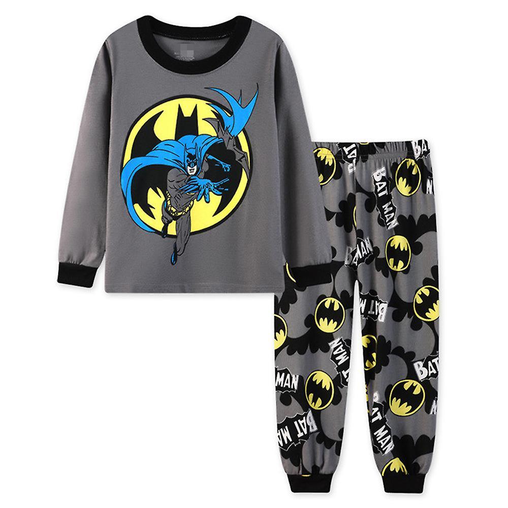 Manchalk Spiderman Batman Kids Boys Pyjamas Long Sleeve T-shirt Pants Sleepwear Set Superhero Theme Pajamas Outfit Grey 4-5Years