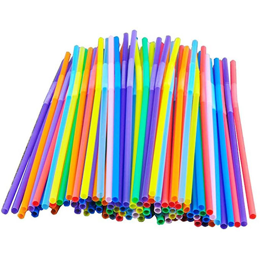 Baodan Flexible Bendy Party Disposable Plastic Drinking Straws - Assorted Colors 100PCS