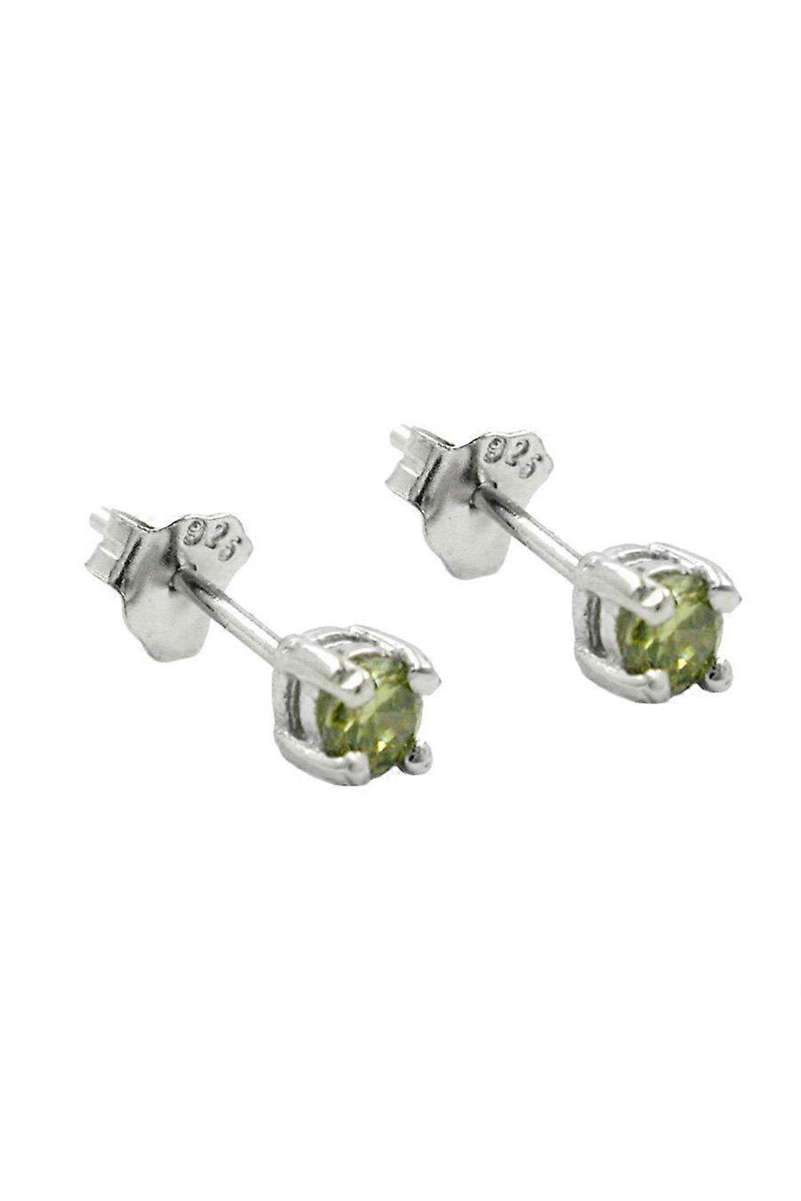 Gallay Stud Earrings Crystals 3mm Olive Green Silver 925 - Gl92448