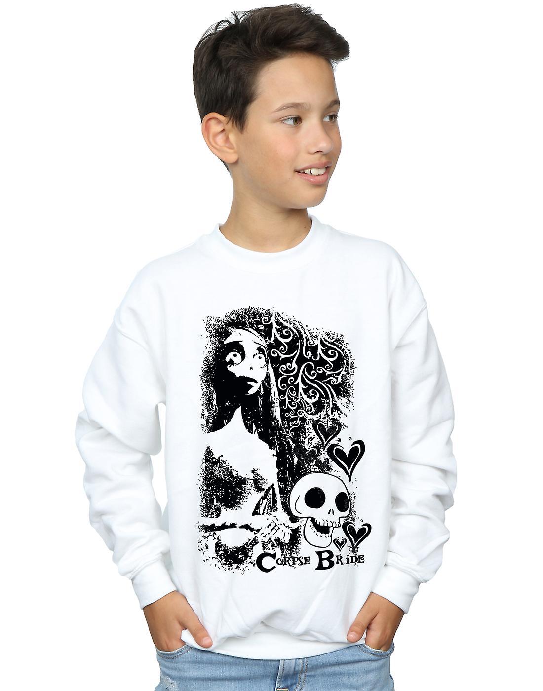 Absolute Cult Corpse Bride Boys Skull Logo Sweatshirt White 12-13 years