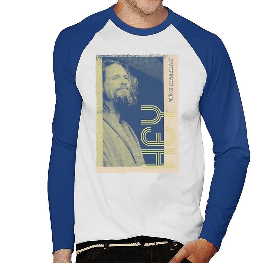 The Big Lebowski The Dude Hey Nice Marmot Nostalgia Men's Baseball Long Sleeved T-Shirt White/Royal Small