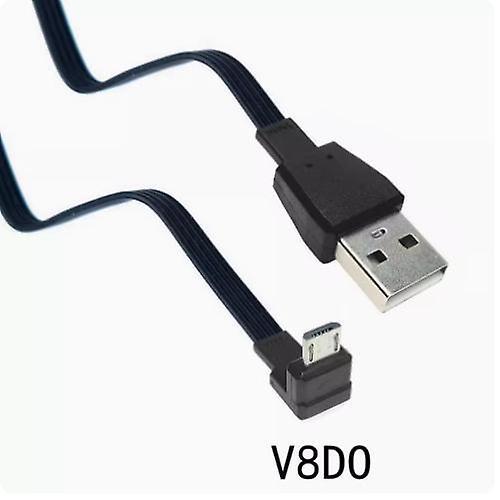 Cciyu White Up Down Left Right Angled 90 Degree USB Micro USB Male to USB Male Data Cable 5CM  20cm 50cm 100CM for Tablet 5ft AMST-V8DO-WH