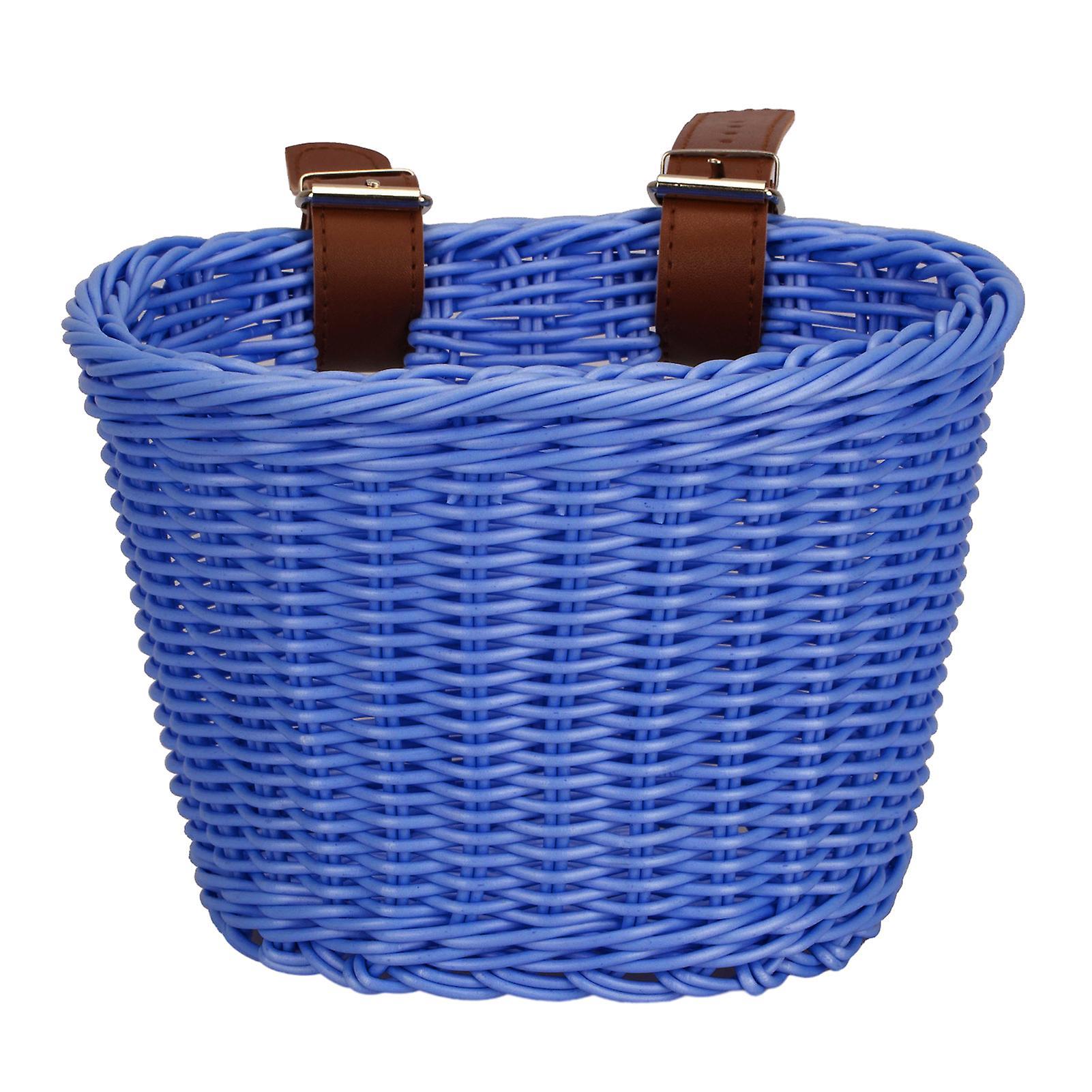 Sinknap Hand-woven Bicycle Basket Large Capacity Strong Load-bearing Easy Installation Handlebar Bike Front Basket Replacement Blue