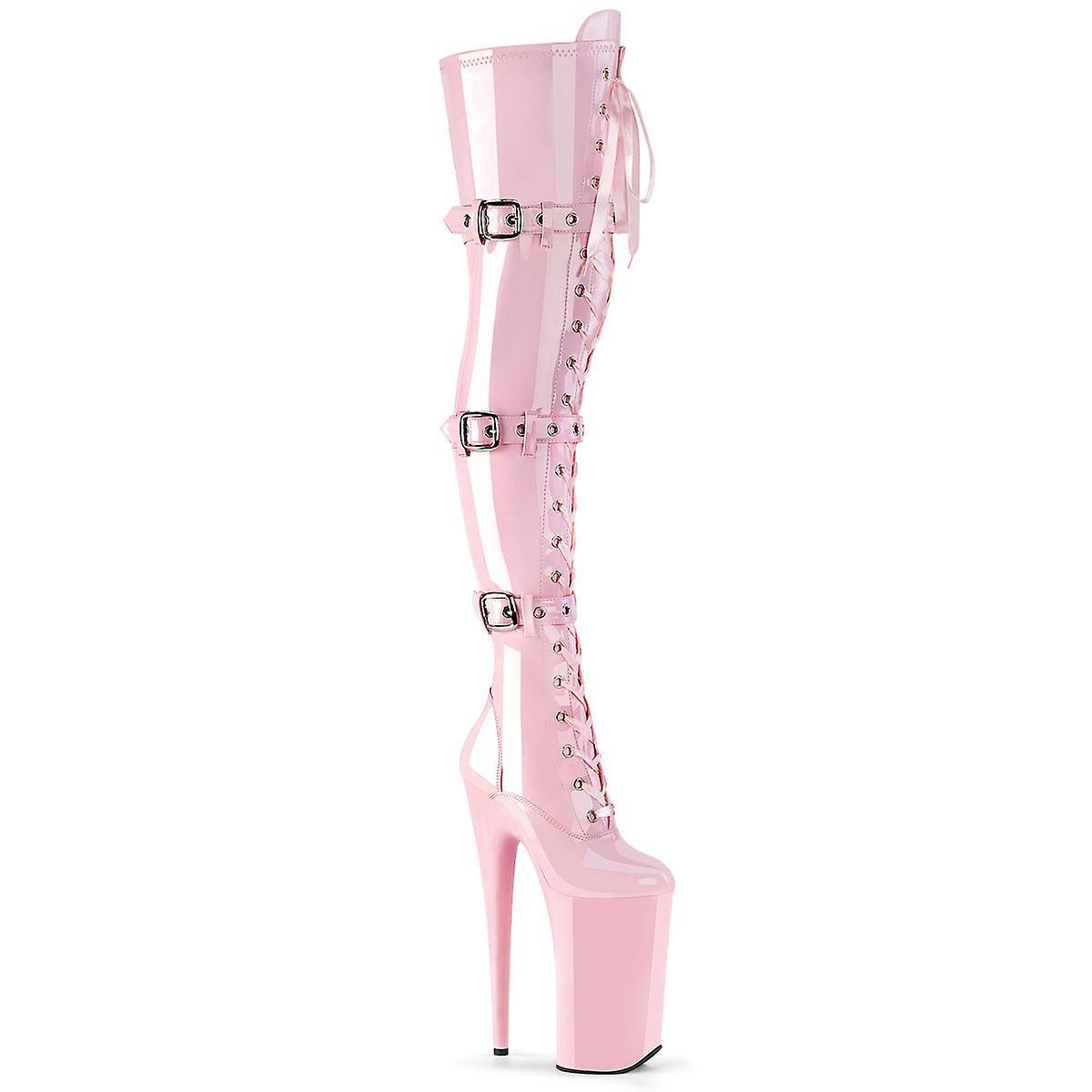 Pleaser womens boots beyond-3028 b. pink stretch pat/b. pink Uk 9/eu 42/us 12