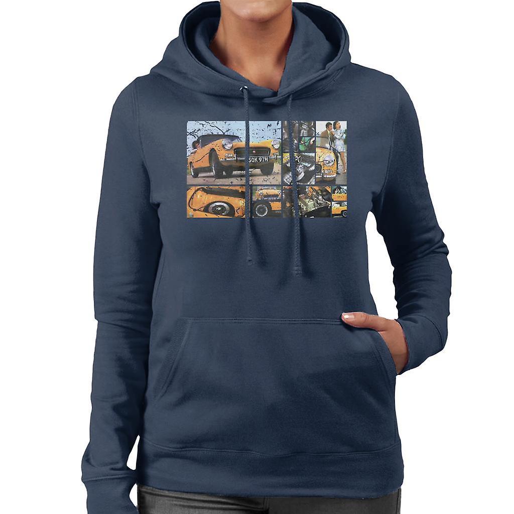 Austin Healey Sprite Mark IV Montage British Motor Heritage Women's Hooded Sweatshirt Navy Blue XX-Large