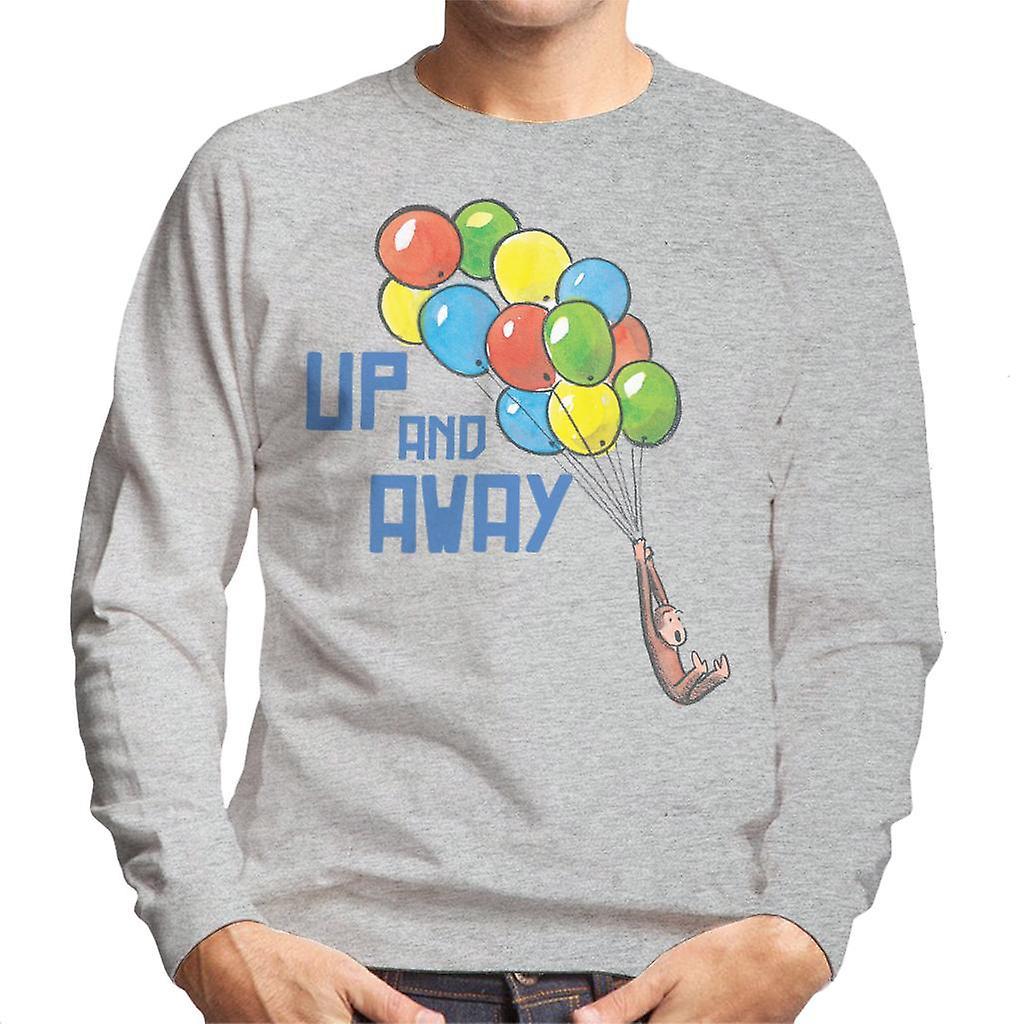 Curious George Up And Away Balloons Men's Sweatshirt Heather Grey X-Large