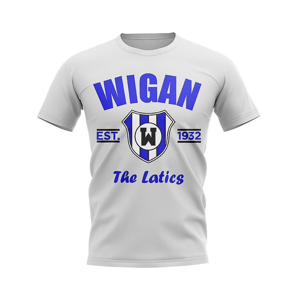 UKSoccerShop Wigan Established Football T-Shirt (White) XLW