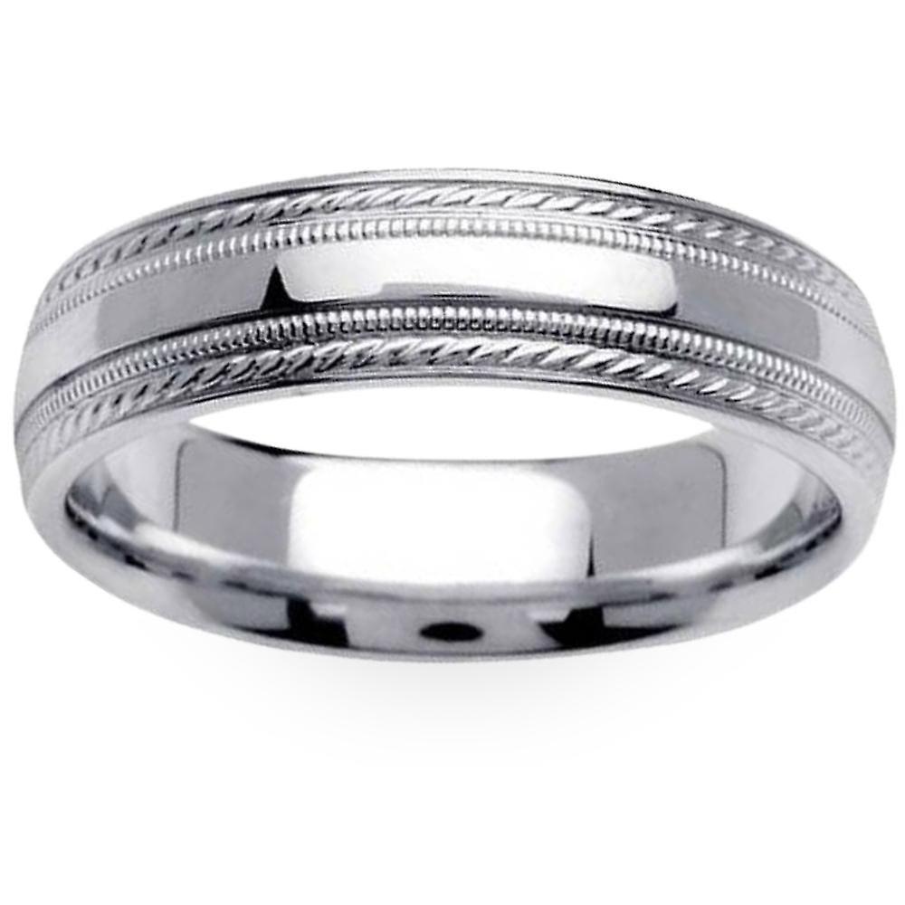 Pompeii3 6mm Mens Wedding Band 10K White Gold 10