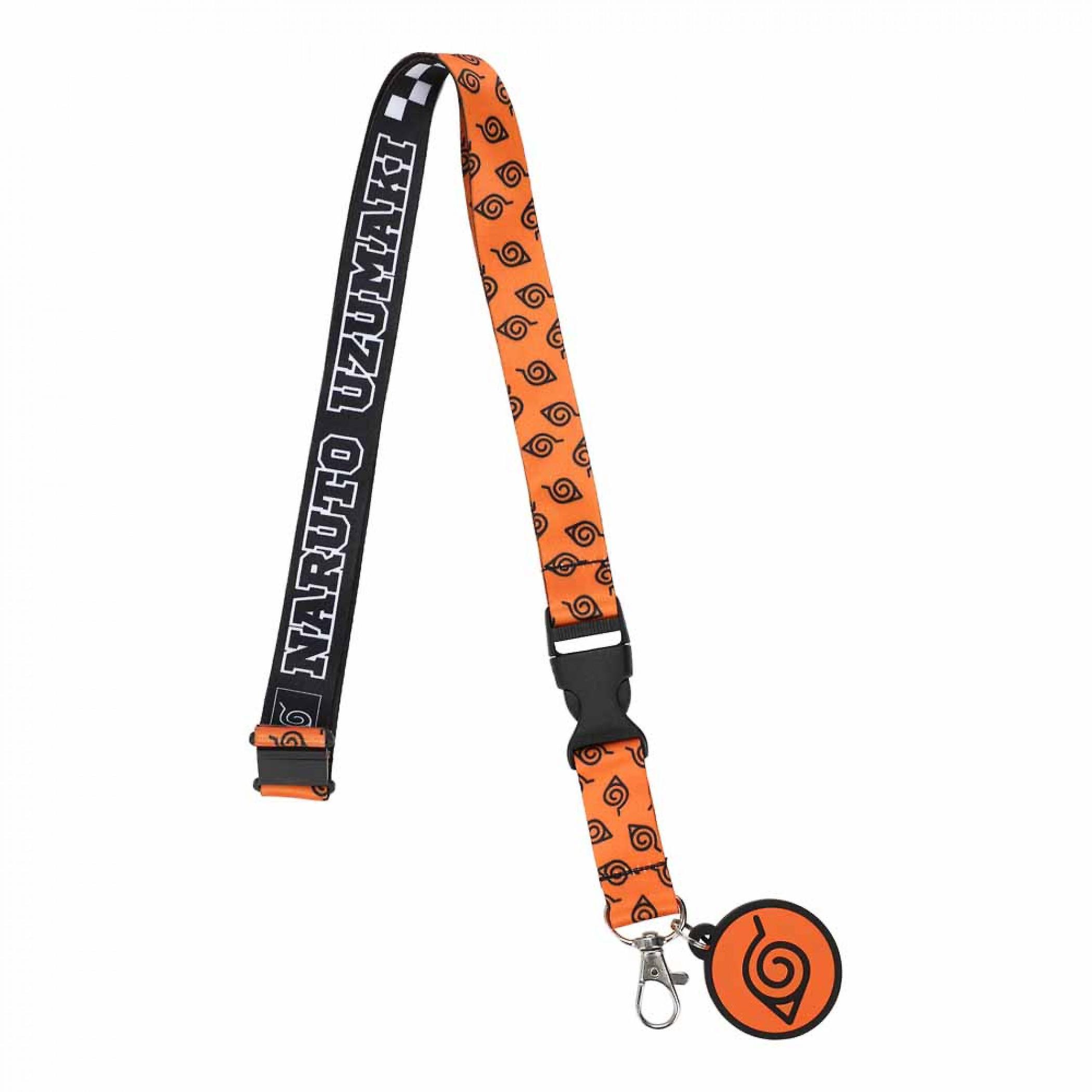 Anime & Manga Naruto Hidden Leaf Village Symbol Lanyard with Rubber Charm Orange