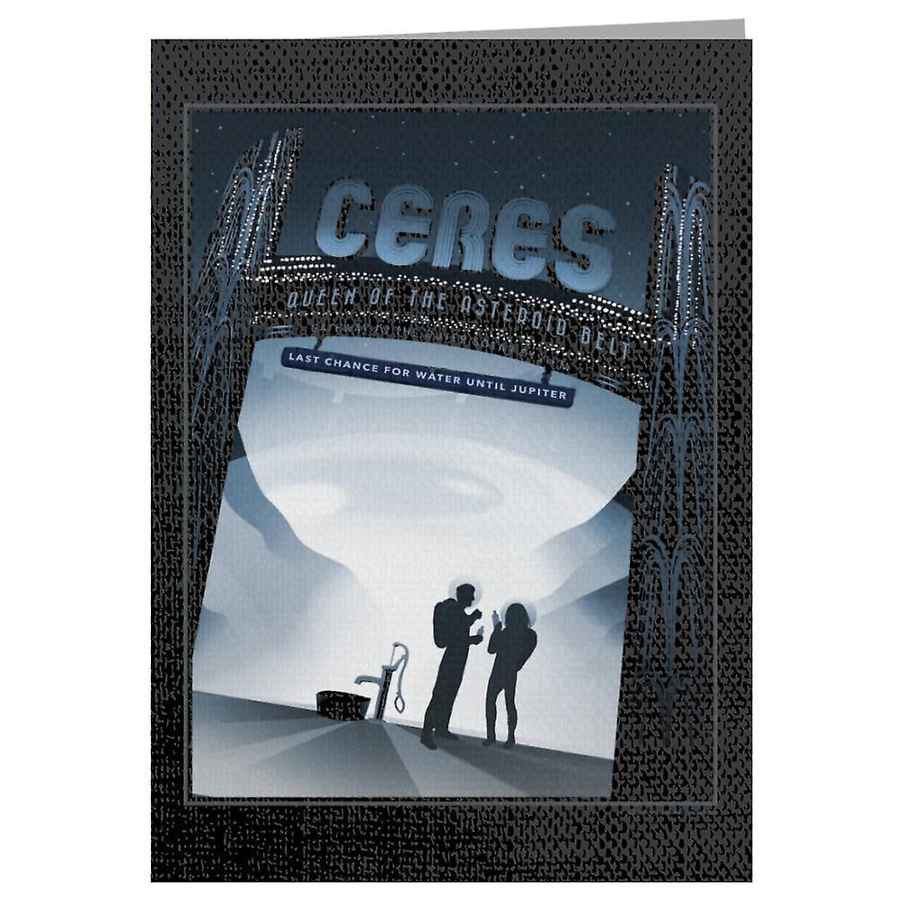 NASA Ceres Interplanetary Travel Poster Greeting Card Black 14.5 x 21cm