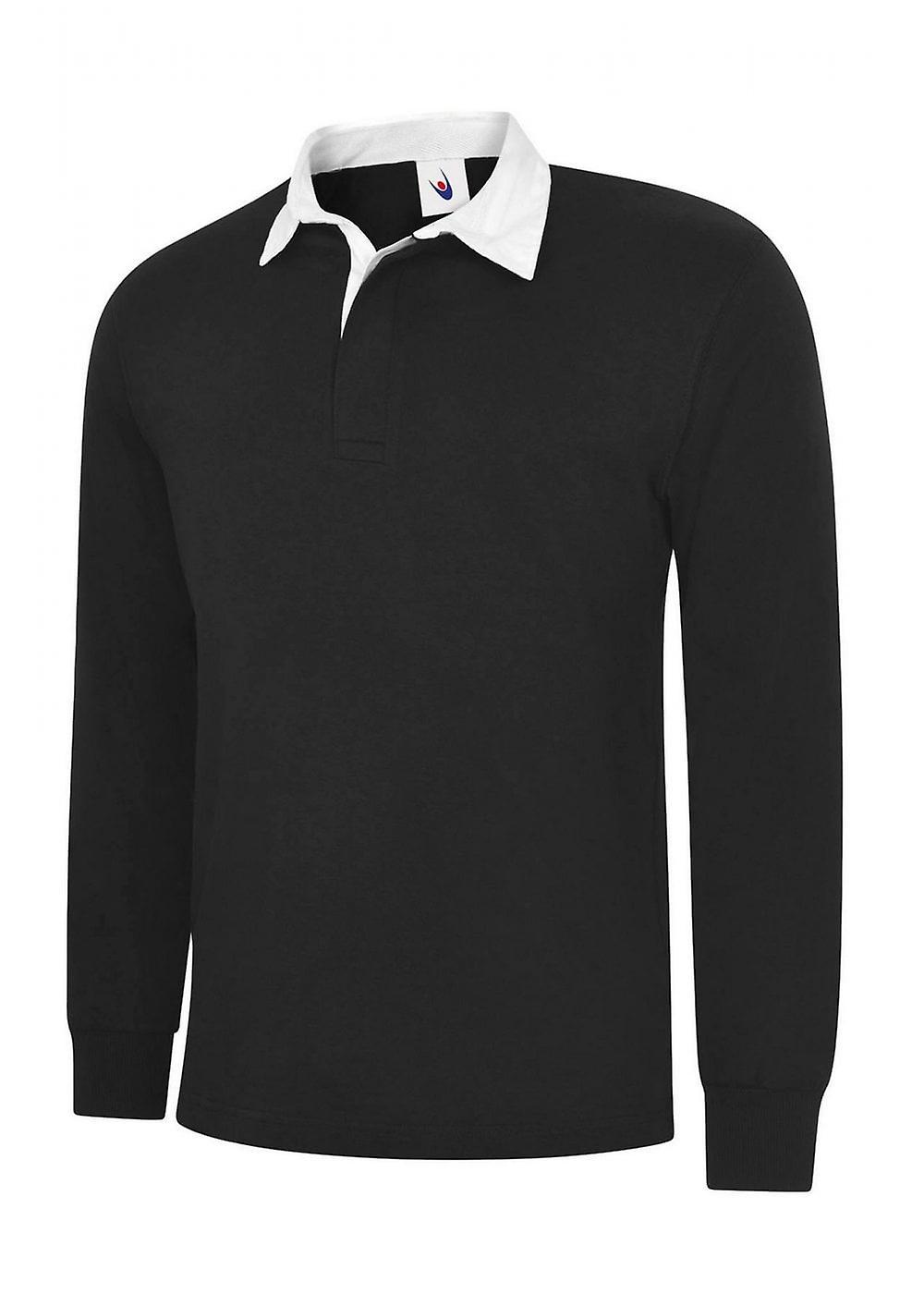 Men's Uneek Classic Rugby Shirt UC402 Black M