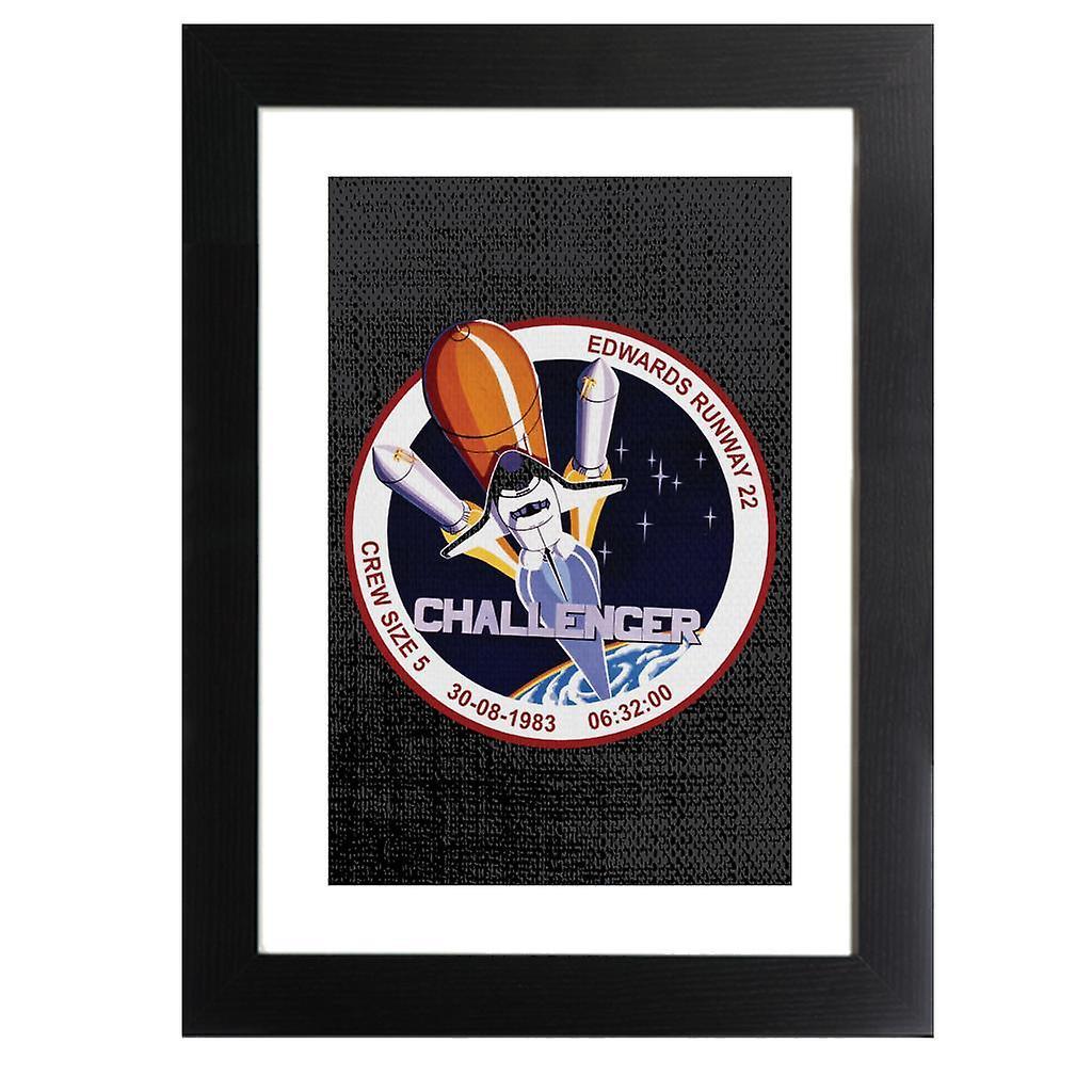 NASA STS 8 Challenger Mission Badge Framed Print Black 39 x 52 cm