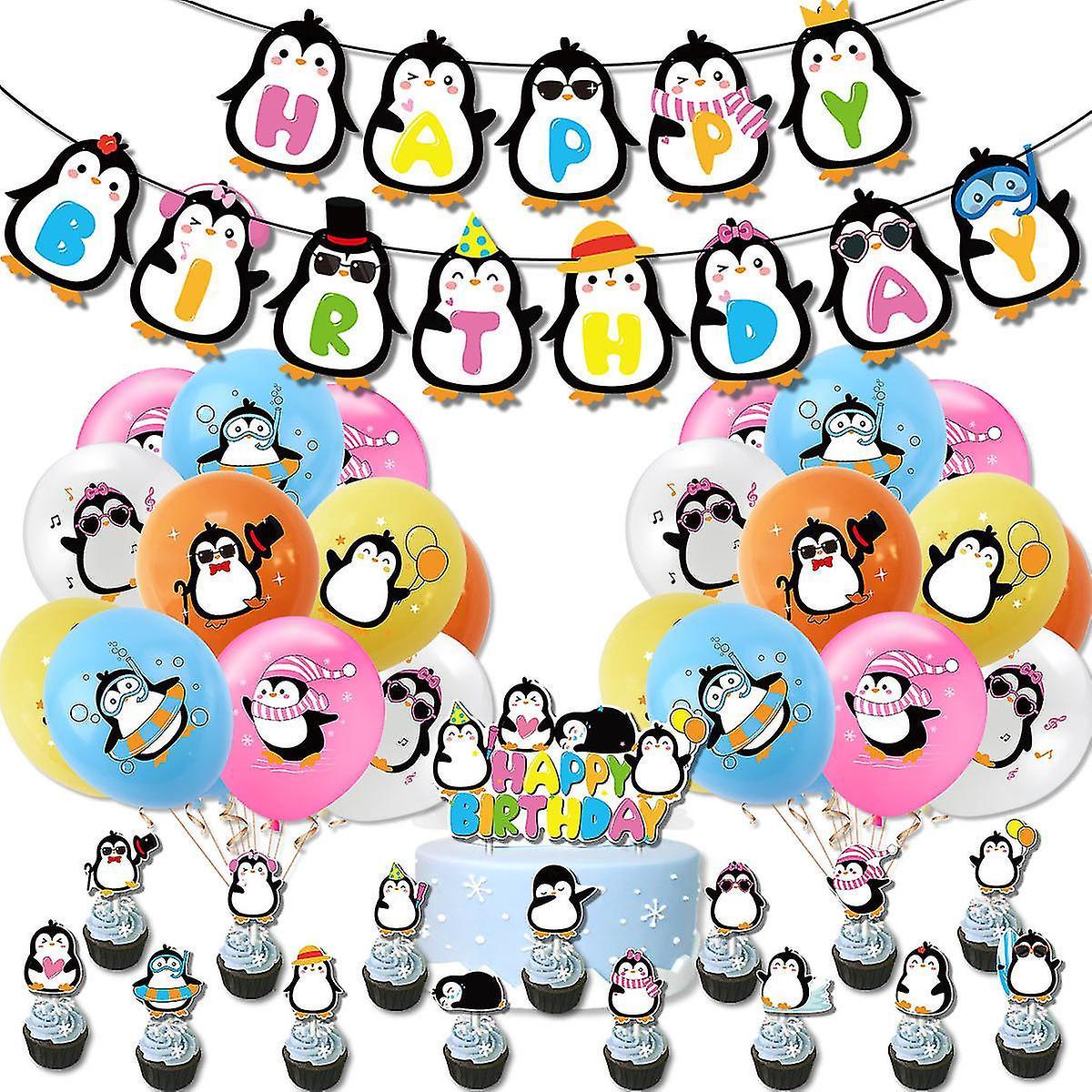 Penguin Balloon,penguin Party Supplies, Penguin Birthday Decoration Balloon,penguin Happy Birthday Banner,penguin Birthday Party Decorations -ZHENV