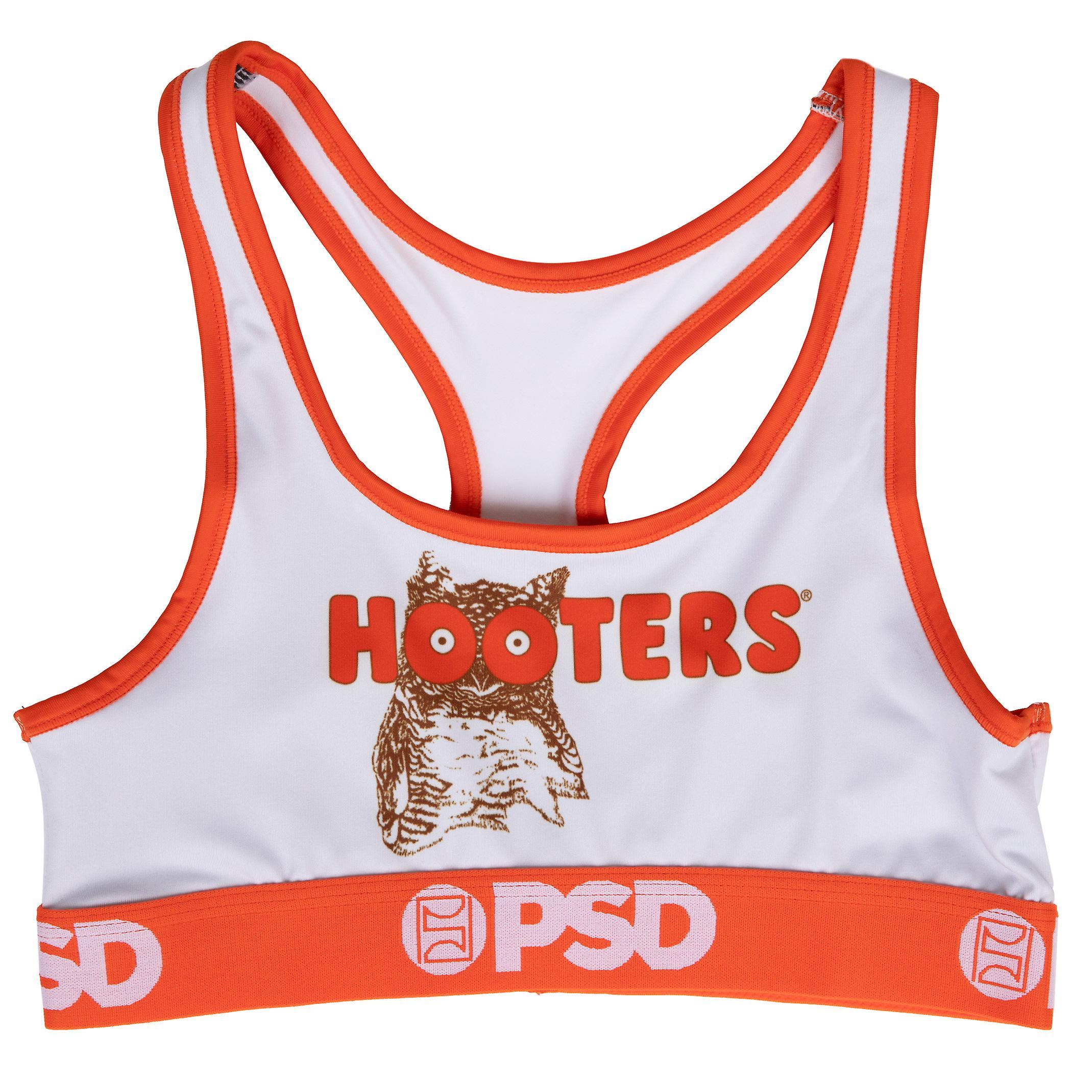 Famous Brands Hooters Restaurant Uniform Microfiber Blend PSD Sports Bra White Small