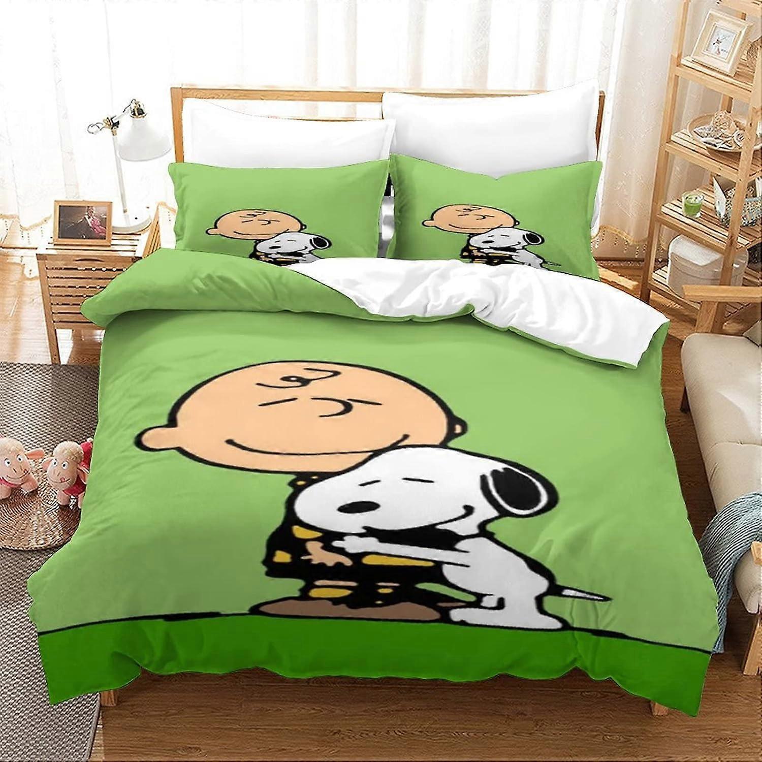 Kerota Snoopy Bedding Set, Duvet Cover and Pillowcases, Soft Microfiber with Zipper Closure for Kids and Adults  135*200 CM King220x240cm