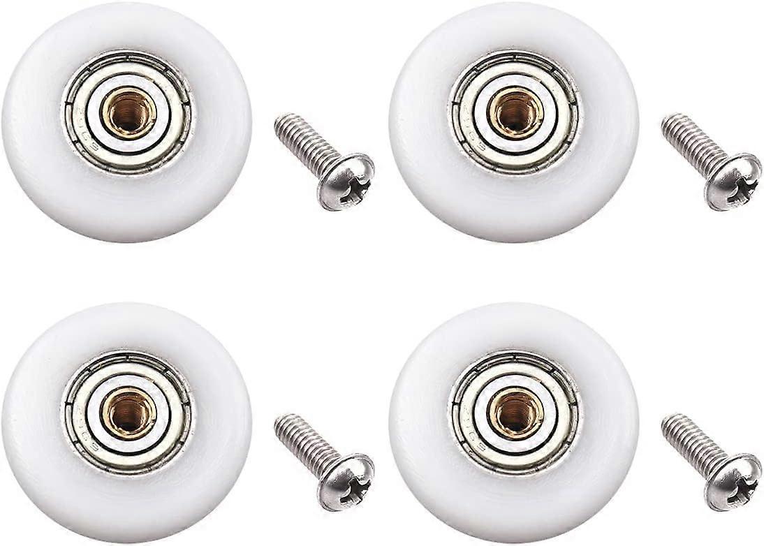 Lycxames 4pcs Shower Door Rollers Runners Wheels - Replacement Part Bathroom Glass Door Runner Sliding Shower Door Roller Wheel Roller Diameter 25mm